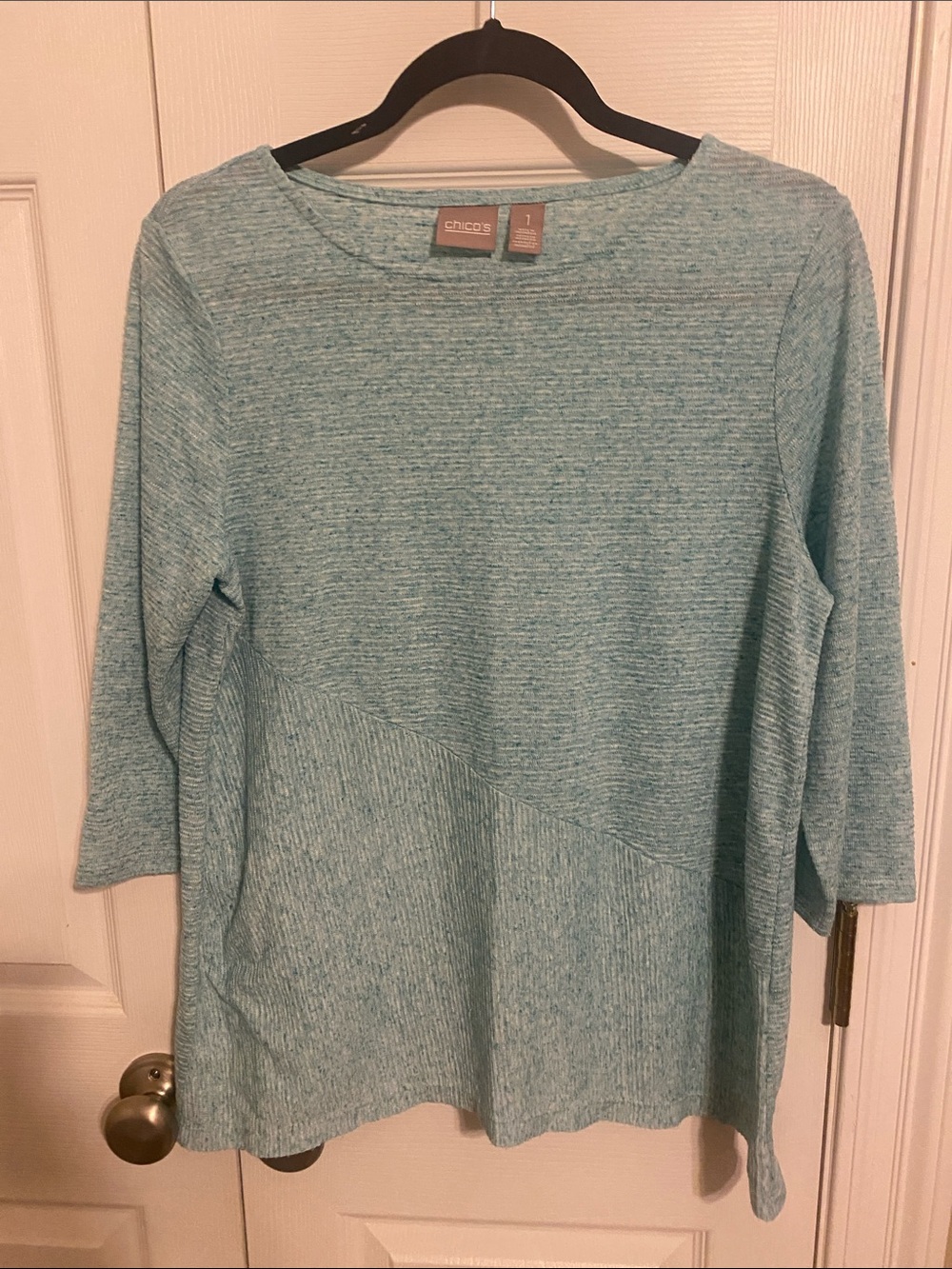 Chico's Aqua Heathered Knit Top